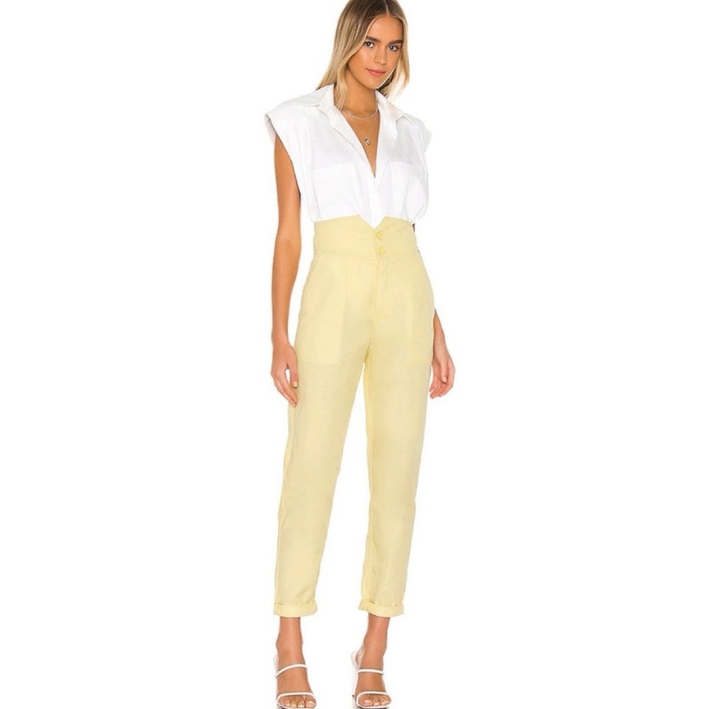 Lacademie The Cerise High Waisted Pant in Pale Yellow Sz L